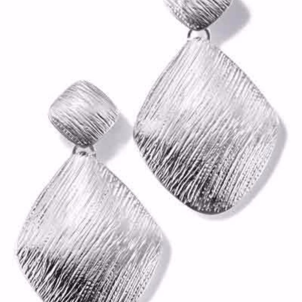 Avon Bold Metals Double Drop Silvertone Earrings